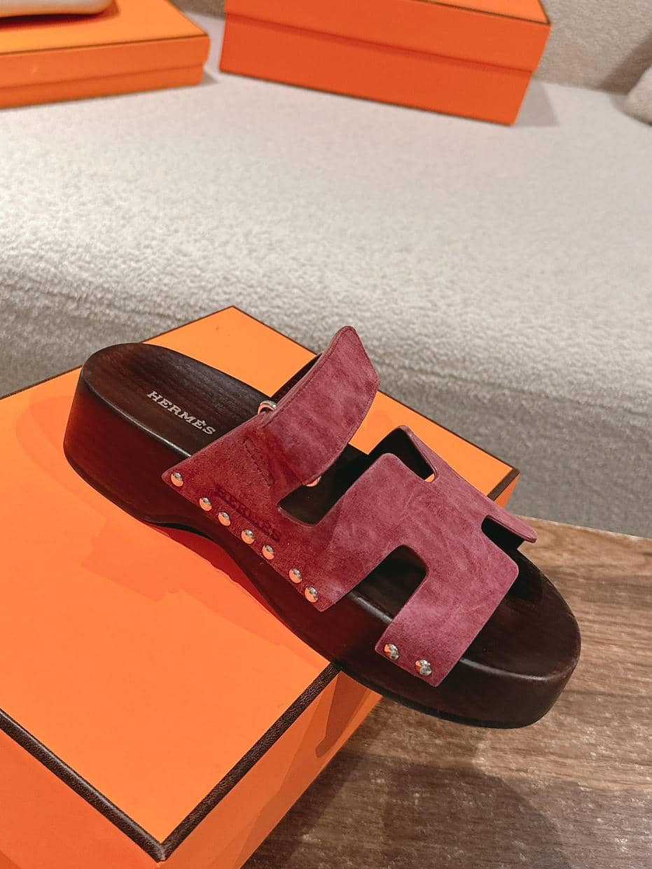 Hermes wooden sole sandals-23